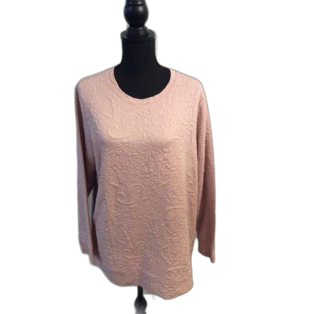 Lands' End Lavendar Pull Over Textured Top Size XL (18) Long Sleeve Women's